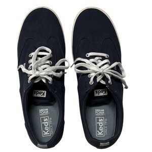 Keds Dream Foam Canvas Sneakers Womens Size 7.5 Navy Blue Shoes Lace Up WF60073